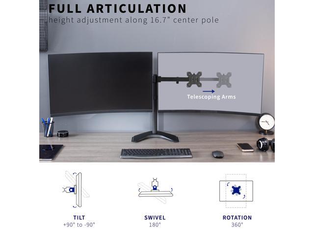 VIVO Black Telescoping Dual Ultrawide 27' to 38' Monitor Freestanding Desk Stand