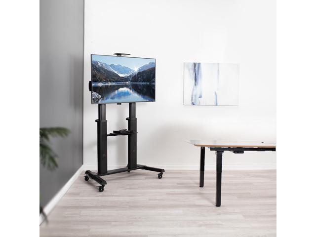 Black Ultra Heavy Duty Mobile Stand TV Cart Mount, Fits 32' to 100' Flat Screens