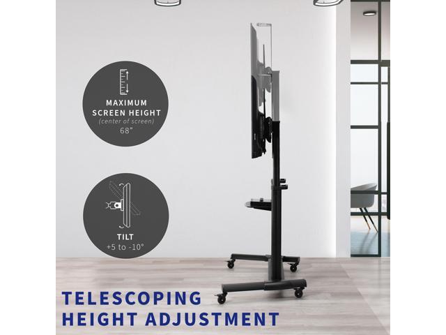 Black Ultra Heavy Duty Mobile Stand TV Cart Mount, Fits 32' to 100' Flat Screens