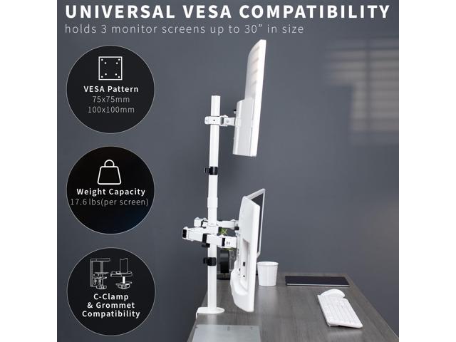 VIVO White Triple Monitor Adjustable Desk Mount Stand, 3 Screens up to 30'