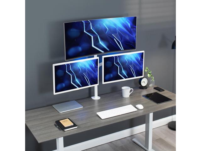 VIVO White Triple Monitor Adjustable Desk Mount Stand, 3 Screens up to 30'