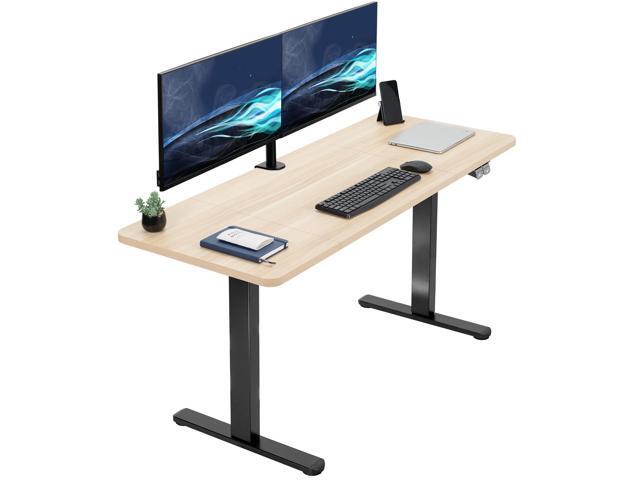 VIVO Electric 60 x 24 Stand Up Desk Workstation Light Wood Table Top, Black Frame