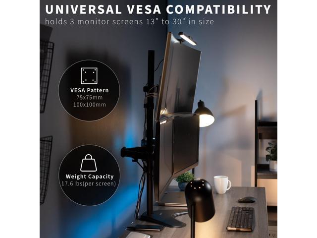 VIVO Triple Monitor Desk Stand Mount Standing Adjustable for 3 Screens up to 30'