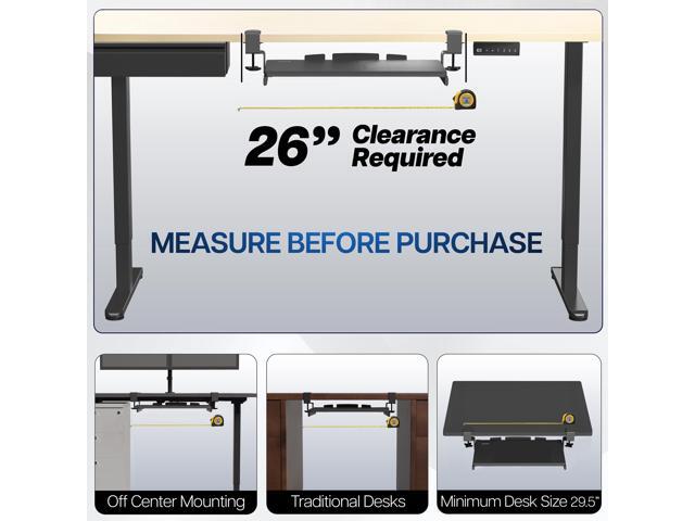 VIVO Black Small Clamp-on Computer Keyboard and Mouse Under Desk Slider Tray