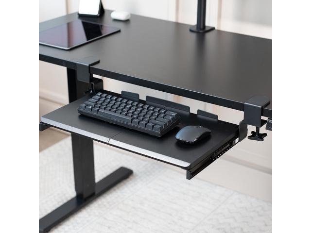 VIVO Black Small Clamp-on Computer Keyboard and Mouse Under Desk Slider Tray