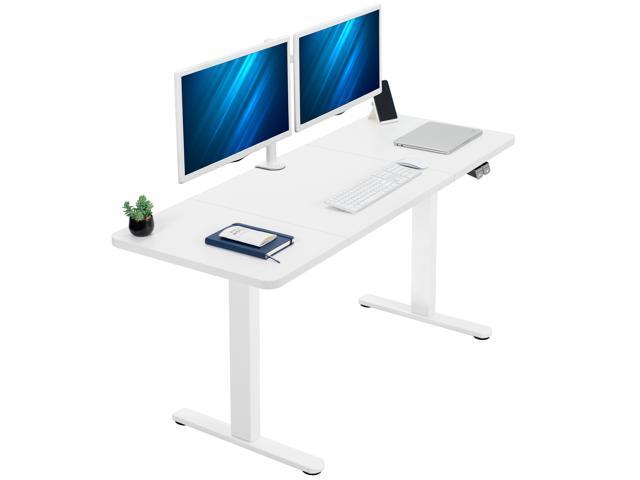 VIVO Electric 60 x 24 Stand Up Desk White Table Top, White Frame