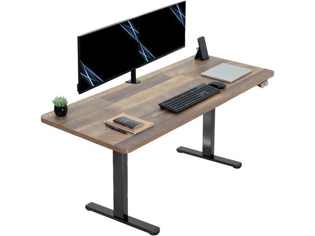 VIVO Electric 60 x 24 Stand Up Desk Workstation Reclaimed Wood Table Top, Black Frame