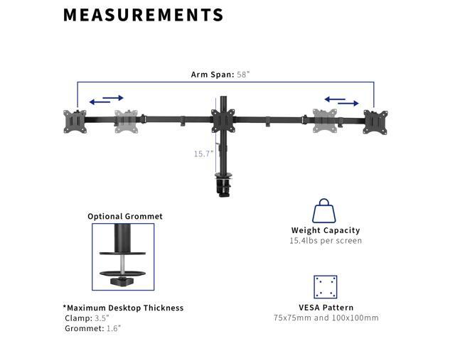VIVO Heavy Duty Flush to Wall Triple Monitor Desk Mount, 3 Screens up to 27'