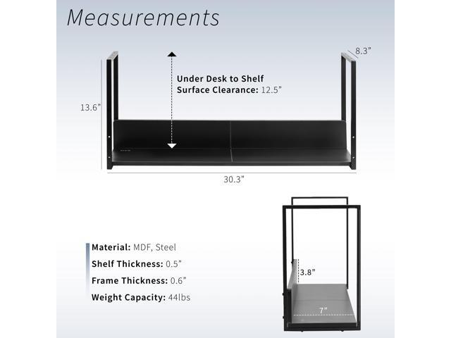 VIVO Black 30' Under Desk Shelf Storage Organizer System