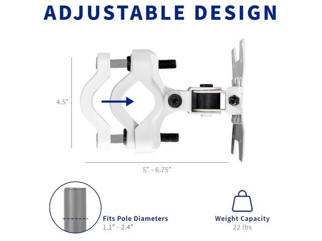 VIVO White Steel Universal Bracket Pole Mount VESA Plate, Fits 13' to 30' Screen
