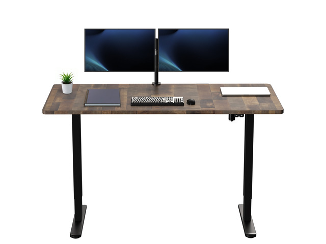 VIVO Electric 60 x 30 Stand Up Desk, Reclaimed Wood Table Top, Black Frame