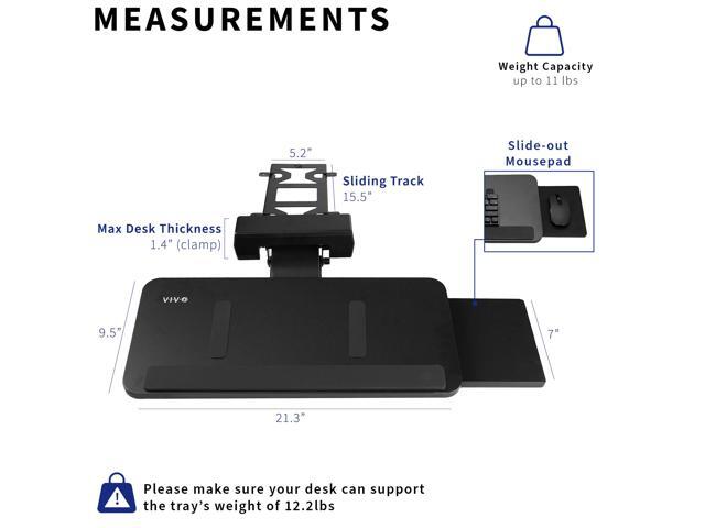 VIVO Adjustable Keyboard Tray with Slide-Out Mouse Pad, Under Table Desk Mount
