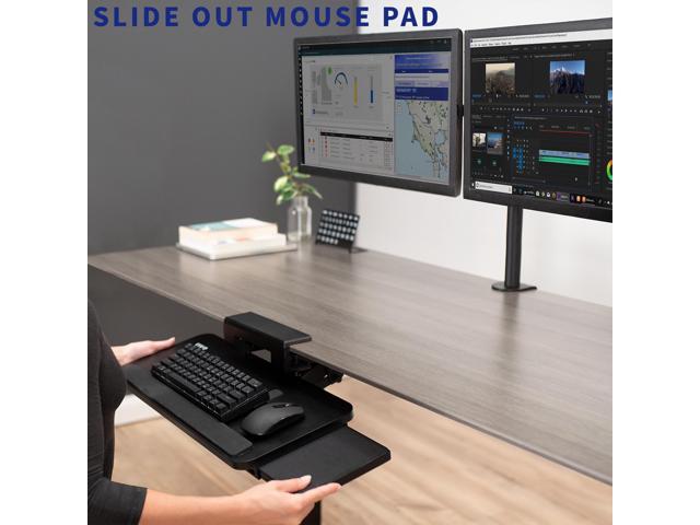 VIVO Adjustable Keyboard Tray with Slide-Out Mouse Pad, Under Table Desk Mount