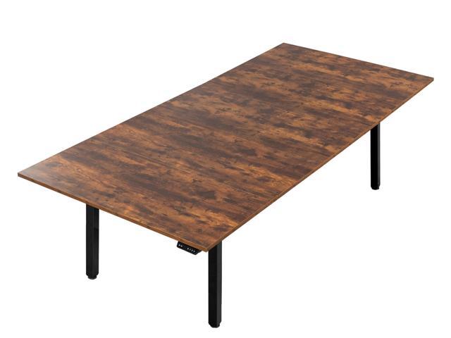 VIVO Electric 118 x 55 Square Corner Desk, Rustic Vintage Brown Tops, Black Frame
