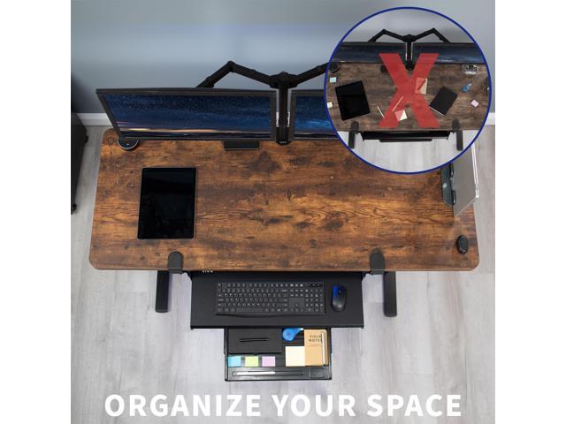 VIVO Height Adjustable Clamp-on Computer Keyboard Tray with Pencil Drawer