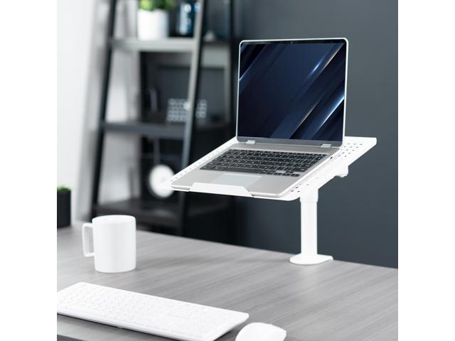 VIVO White Single Laptop Notebook Desk Mount, Fully Adjustable Extension Clamp