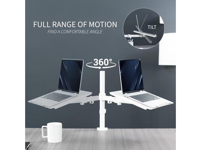 VIVO White Single Laptop Notebook Desk Mount, Fully Adjustable Extension Clamp