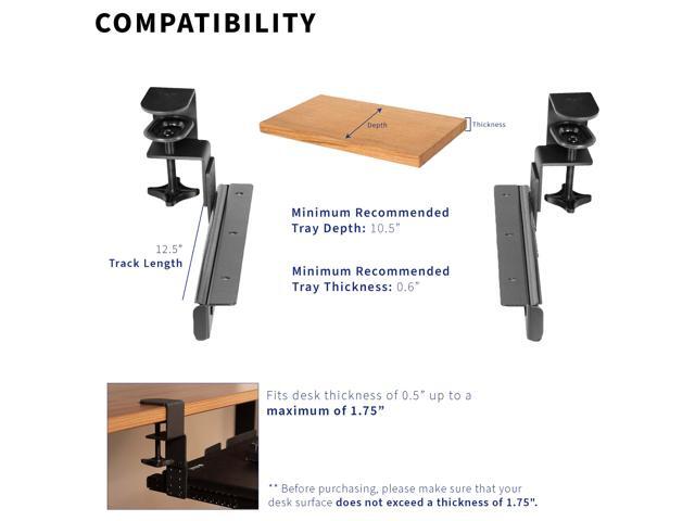 VIVO Height Adjustable Clamps & Rails for Custom Wood Keyboard Tray - Pack of 2