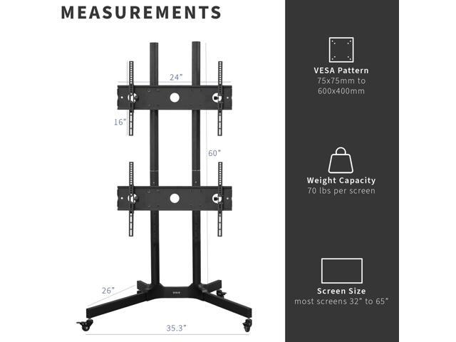 VIVO Dual TV Cart Mount for LCD LED Plasma Flat Panel | Fits 32 to 65 Screens - image 5