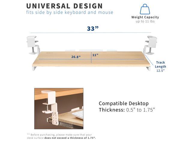VIVO Light Wood Clamp-on Height Adjustable Keyboard & Mouse Under Desk Tray