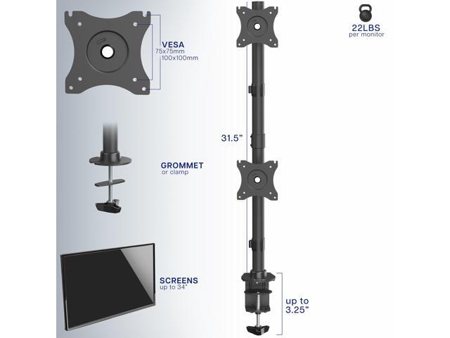 VIVO Dual Computer Monitor Desk Mount Stand, Vertical Array, 2 Screens up to 34'