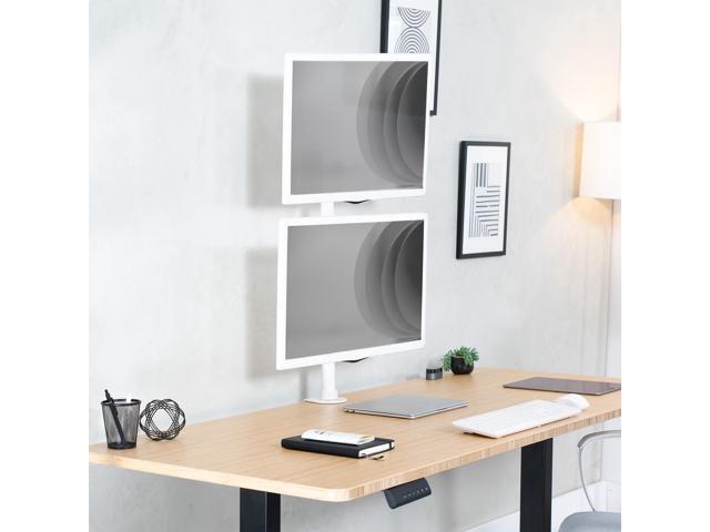 VIVO White Dual Computer Monitor Desk Mount, Vertical Array, 2 Screens up to 34'