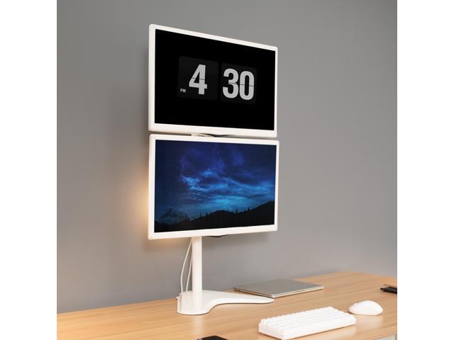 VIVO White Dual LCD Monitor Vertical Stand Mount, Fits 2 Ultrawides up to 34'
