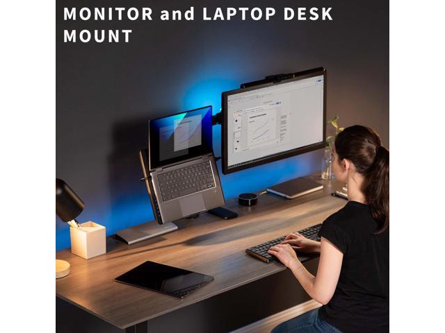 VIVO Laptop & Monitor Desk Mount Stand Black Adjustable fits 1 Screen up to 32'
