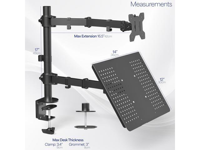 VIVO Laptop & Monitor Desk Mount Stand Black Adjustable fits 1 Screen up to 32'