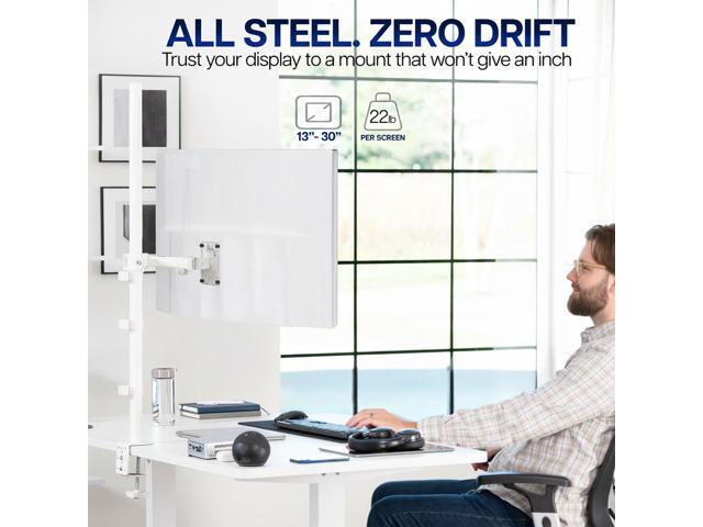 VIVO White Single Monitor Tall Adjustable Mount, Fits Computer Screens up to 27'