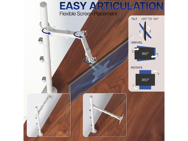 VIVO White Single Monitor Tall Adjustable Mount, Fits Computer Screens up to 27'