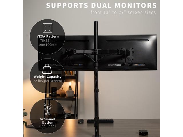 VIVO Dual Monitor Desk Mount Extra Tall Adjustable Stand for up to 27' Screens