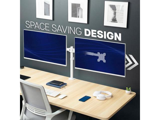 VIVO White Telescoping Dual 21' to 32' Monitor Mount, Heavy Duty Desk Stand