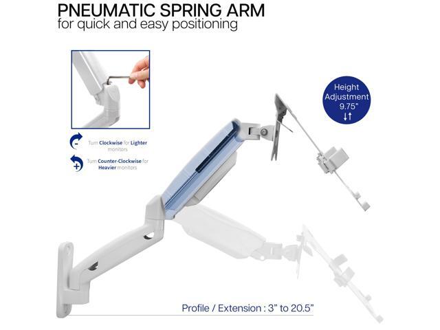 VIVO Universal White Adjustable 10' to 15.6' Single Laptop Pneumatic Arm Mount