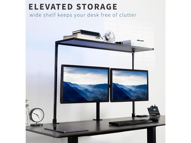 VIVO Black Clamp-on Overhead 42' Desk Shelf, Raised Accessory Platform Organizer