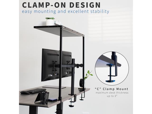 VIVO Black Clamp-on Overhead 42' Desk Shelf, Raised Accessory Platform Organizer