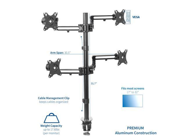 Quad LCD Monitor Fully Adjustable Desk Mount Stand For 4 Screens 17' to 32'