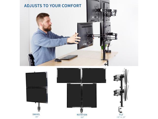 Quad LCD Monitor Fully Adjustable Desk Mount Stand For 4 Screens 17' to 32'