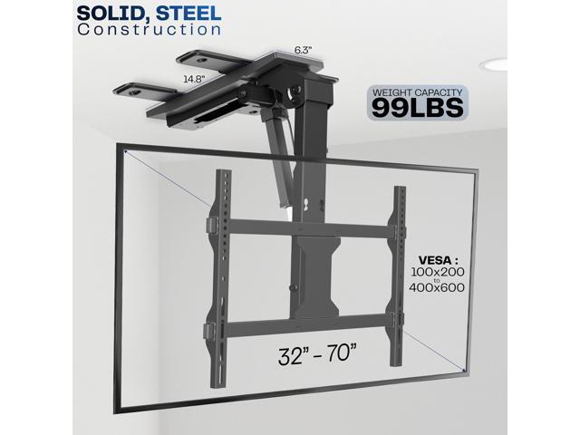VIVO Black Electric Flip Down Ceiling TV Mount for 37 to 70 inch Screens