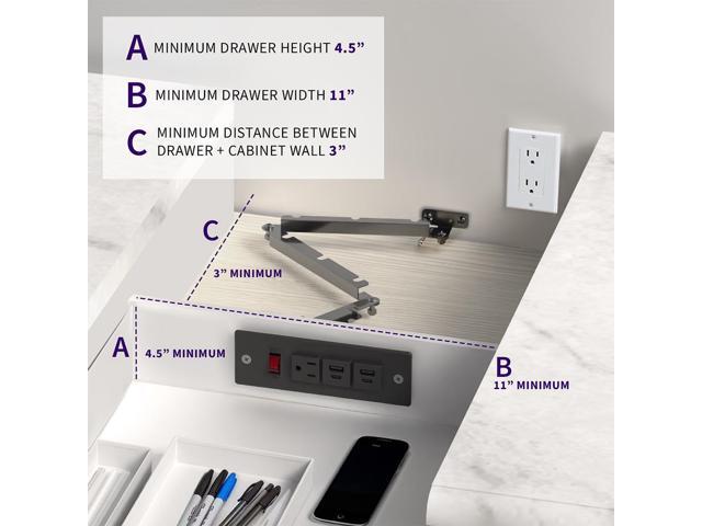 Life Finds Compact In-Drawer Outlet Charging Station Power Strip