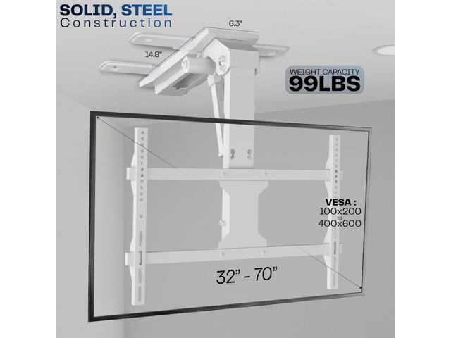 VIVO White Electric Flip Down Ceiling TV Mount for 37 to 70 inch Screens