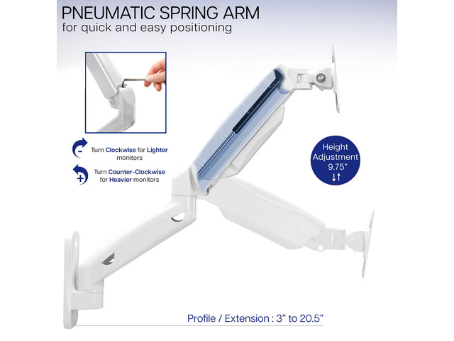 VIVO White Pneumatic Articulating Extended Arm, 17' to 32' Monitor Wall Mount