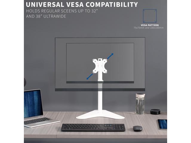VIVO White Single LCD Monitor Adjustable Desk Stand, Fits 1 Screen