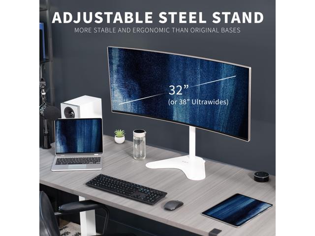 VIVO White Single LCD Monitor Adjustable Desk Stand, Fits 1 Screen
