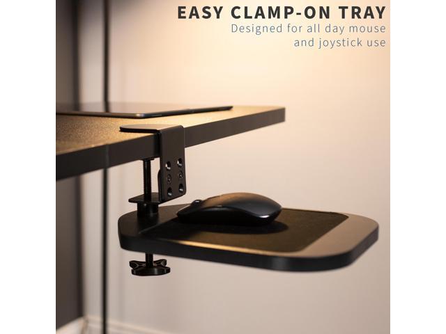 VIVO Black Wooden Rotating Clamp-on Adjustable Computer Mouse Pad, Device Holder