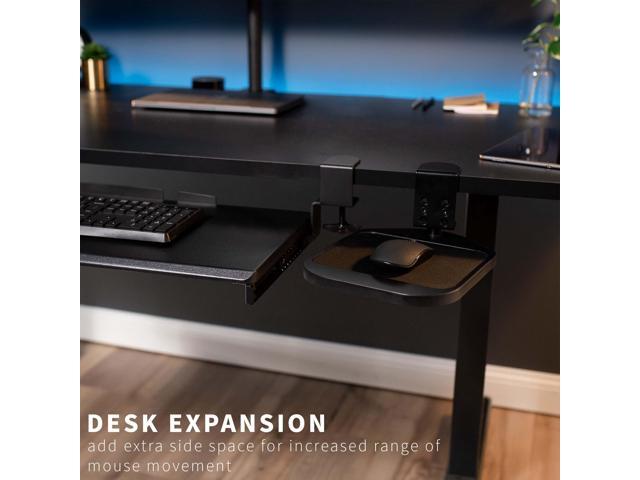 VIVO Black Wooden Rotating Clamp-on Adjustable Computer Mouse Pad, Device Holder