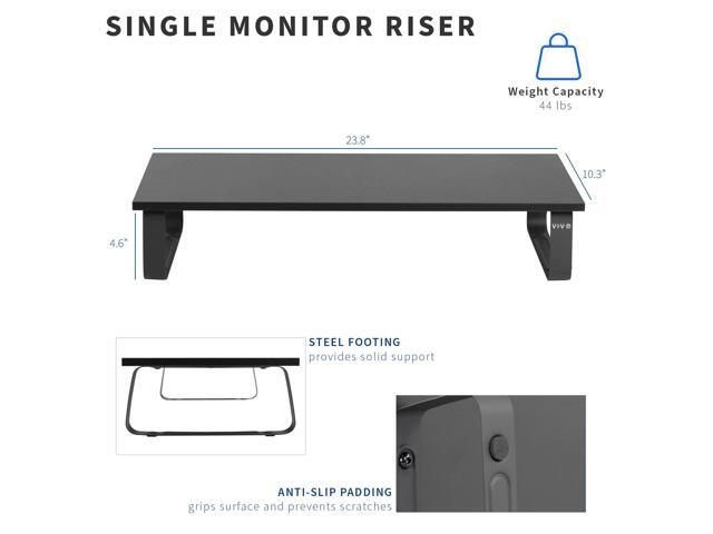 VIVO Black Wood 24' Wide Desktop Stand Ergonomic TV Monitor Riser Desk Organizer
