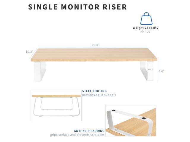 VIVO 24' Desktop Stand Organizer, TV Monitor Riser, Light Wood Top, White Legs