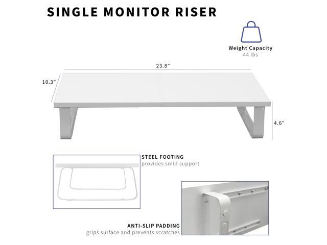 VIVO White Wood 24' Wide Desktop Stand Ergonomic TV Monitor Riser Desk Organizer