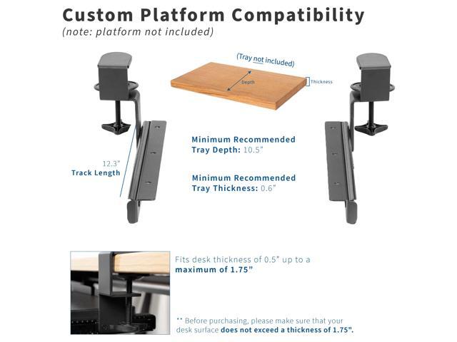 VIVO Extra Sturdy Clamps and Rails for Custom Wood Keyboard Tray - Pack of 2